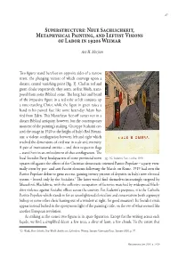 Neue Sachlichkeit, Metaphysical Painting, and Leftist Visions of Labor in 1920S Weimar
