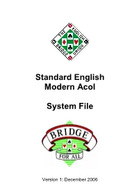 Standard English Modern Acol System File