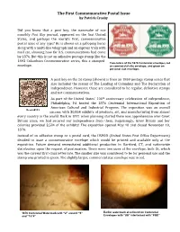 The First Commemorative Postal Issue by Patrick Crosby