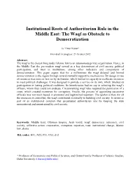 The Waqf As Obstacle to Democratization