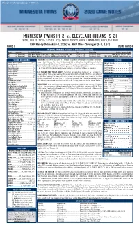 Twins Notes 7-31 Vs. CLE.Pdf