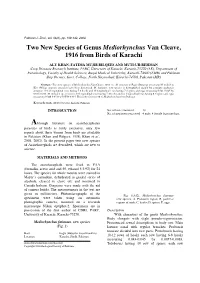 Two New Species of Genus Mediorhynchus Van Cleave, 1916 from Birds of Karachi