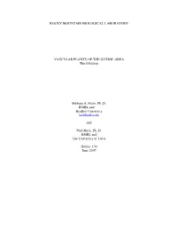 VASCULAR PLANTS of the GOTHIC AREA Third Edition