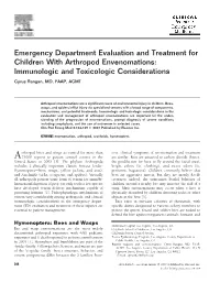 Arthropod Envenomations: Immunologic and Toxicologic Considerations Cyrus Rangan, MD, FAAP, ACMT