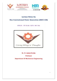 Lecture Notes on Non Conventional Power Generation (EE511OE)