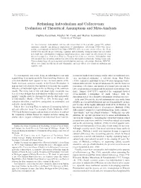 Rethinking Individualism and Collectivism: Evaluation of Theoretical Assumptions and Meta-Analyses