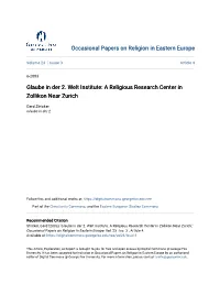 A Religious Research Center in Zollikon Near Zurich