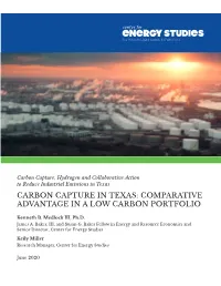 Carbon Capture in Texas: Comparative Advantage in a Low Carbon Portfolio