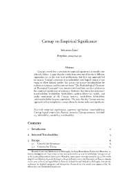 Carnap on Empirical Significance