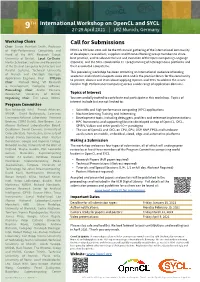 International Workshop on Opencl and SYCL Call for Submissions