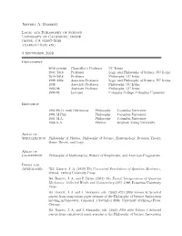 Jeffrey A. Barrett Logic and Philosophy of Science University Of