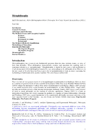 Metaphilosophy Introduction Overviews