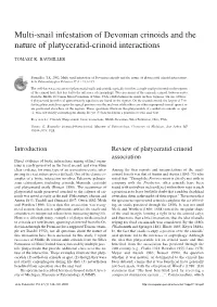 Multi−Snail Infestation of Devonian Crinoids and the Nature of Platyceratid−Crinoid Interactions