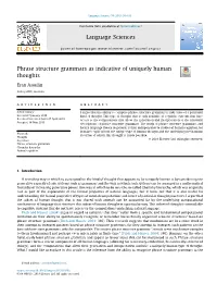 Phrase Structure Grammars As Indicative of Uniquely Human Thoughts