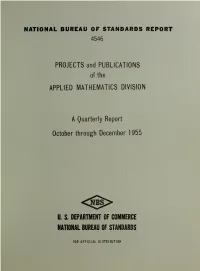 Projects and Publications of the Applied Mathematics Division