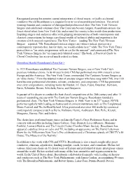 Recognized Among the Premier Current Interpreters of Choral Music, Critically Acclaimed Conductor Harold Rosenbaum Is a Singular Force in Vocal Ensemble Performance