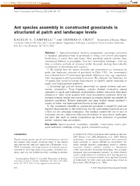 Ant Species Assembly in Constructed Grasslands Is Structured at Patch and Landscape Levels
