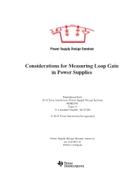 Considerations for Measuring Loop Gain in Power Supplies