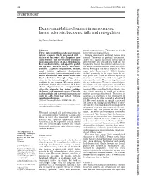 Extrapyramidal Involvement in Amyotrophic Lateral Sclerosis: Backward Falls and Retropulsion