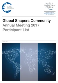 Global Shapers Community Annual Meeting 2017 Participant List