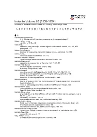 Index to Volume 20 (1932-1934) University of Adelaide Archives: Series 163 University Newscuttings Books