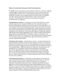 Madison Area Lakes Data Summary and Draft Recommendations The