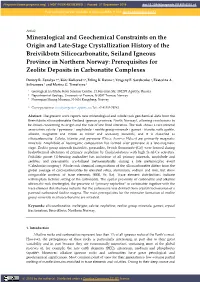 Mineralogical and Geochemical Constraints on the Origin and Late