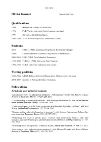 Olivier Gossner Qualifications Positions Visiting Positions