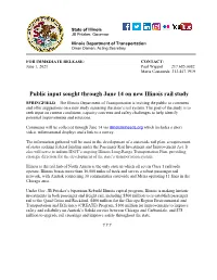 Public Input Sought Through June 14 on New Illinois Rail Study