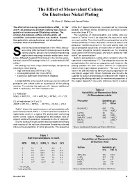 The Effect of Monovalent Cations on Electroless Nickel Plating