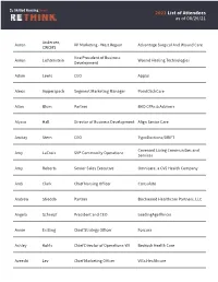 2021 List of Attendees As of 08/26/21