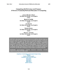 A Review of Culturally Relevant Education in Computing