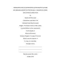 Androgens and Ectoparasites As Proximate Factors