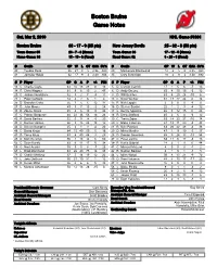 Boston Bruins Game Notes