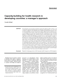 Capacity-Building for Health Research in Developing Countries: a Manager’S Approach
