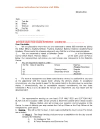 Common Instructions for Interview at All Ssbs