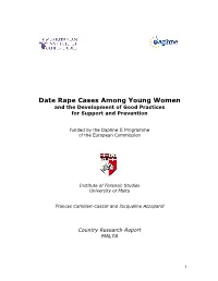 Date Rape Cases Among Young Women and the Development of Good Practices for Support and Prevention