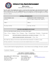 Housing Discrimination Complaint Form
