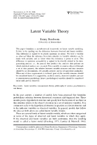 Latent Variable Theory