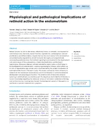 Physiological and Pathological Implications of Retinoid Action in the Endometrium