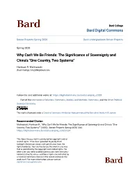 The Significance of Sovereignty and China's "One Country, Two Systems"