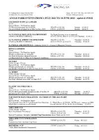 ANGLE PARK EVENTS from 1 JULY 2021 to 30 JUNE 2022 – Updated 19/8/21