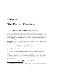 Chapter 1 the Fourier Transform