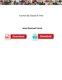 Connect by Clause in Hive