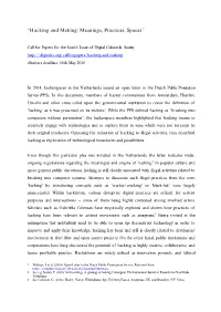 “Hacking and Making: Meanings, Practices, Spaces”