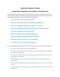 Module #5. Optional Training Psychotropic Medications And