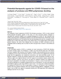 Potential Therapeutic Agents for COVID-19 Based on the Analysis of Protease and RNA Polymerase Docking