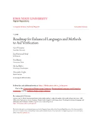 Roadmap for Enhanced Languages and Methods to Aid Verification Gary T