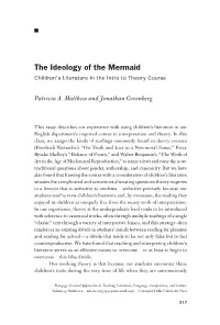 The Ideology of the Mermaid Children’S Literature in the Intro to Theory Course