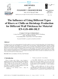 The Influence of Using Different Types of Risers O R Chills on Shrinkage